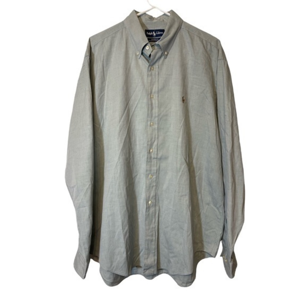 Vintage Ralph Lauren Yarmouth Casual Button Down Blue Shirt Size 17 EUC #2576